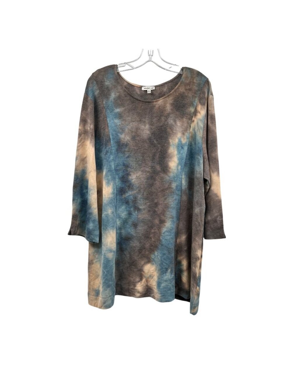 Seven Forty Two Womens Tie Dye Shift Dress 3/4 Sleeve Multicolor Size XL